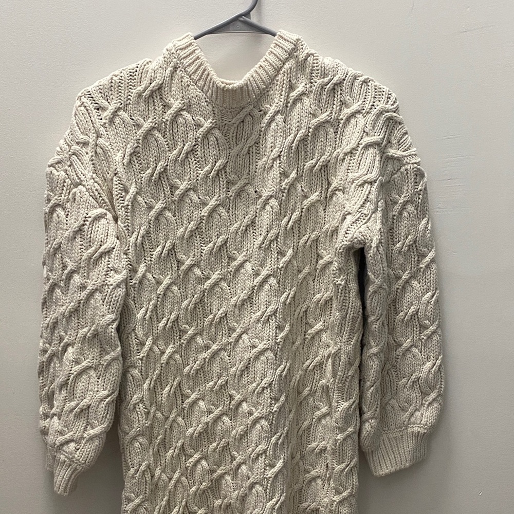 JustFab Cream Cable Knit Crewneck Sweater Dress